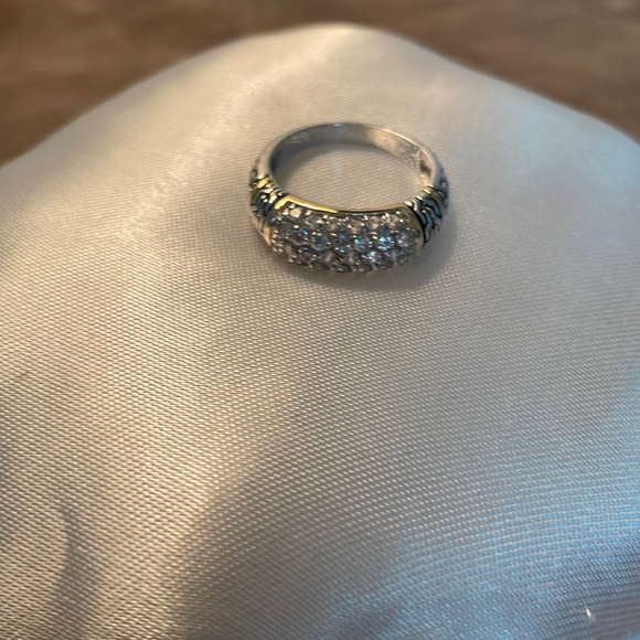 Jewelry - Silver and gold tone faux diamond pave ring.